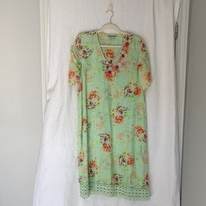 Floral Mint Green V-Neck Women’s Dress